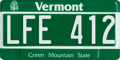 VT license plate LFE412