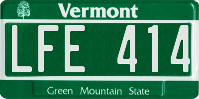 VT license plate LFE414