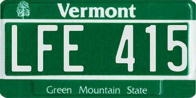 VT license plate LFE415