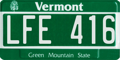 VT license plate LFE416