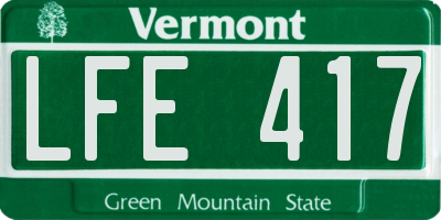 VT license plate LFE417