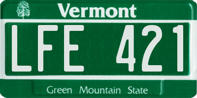 VT license plate LFE421