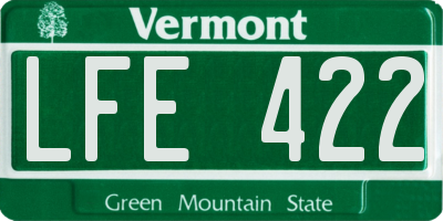 VT license plate LFE422