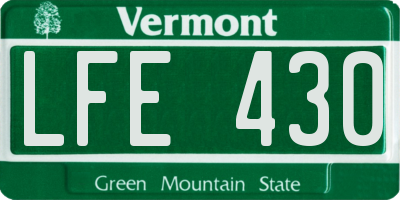 VT license plate LFE430