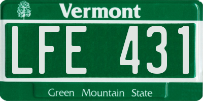 VT license plate LFE431