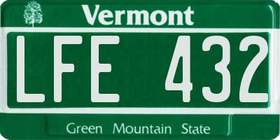 VT license plate LFE432