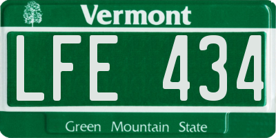 VT license plate LFE434