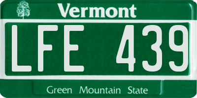 VT license plate LFE439