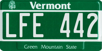 VT license plate LFE442