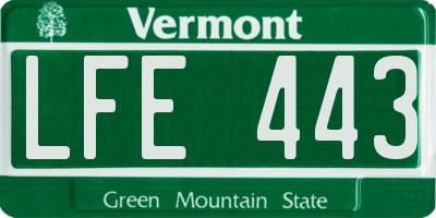 VT license plate LFE443