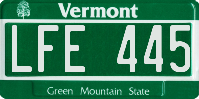 VT license plate LFE445