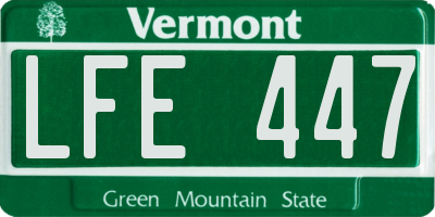 VT license plate LFE447