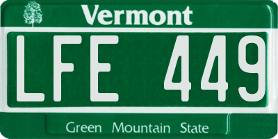 VT license plate LFE449