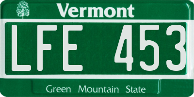 VT license plate LFE453