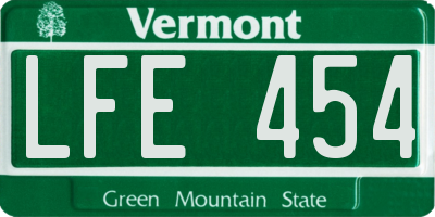 VT license plate LFE454