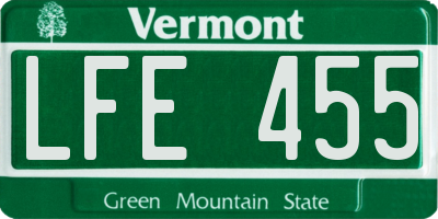VT license plate LFE455