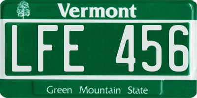 VT license plate LFE456