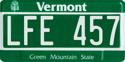 VT license plate LFE457