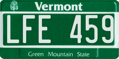 VT license plate LFE459