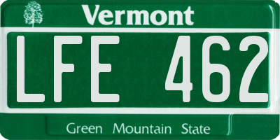 VT license plate LFE462