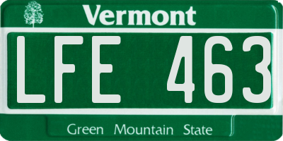 VT license plate LFE463