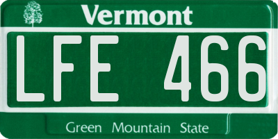 VT license plate LFE466