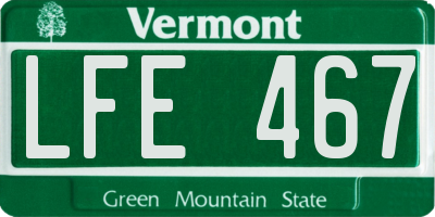 VT license plate LFE467
