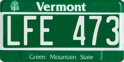 VT license plate LFE473