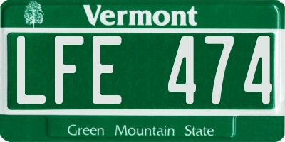 VT license plate LFE474