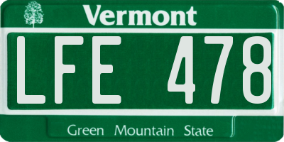 VT license plate LFE478