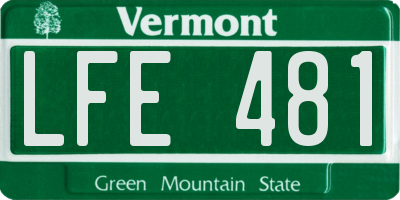 VT license plate LFE481