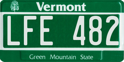 VT license plate LFE482