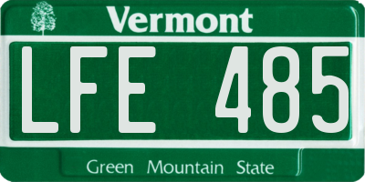 VT license plate LFE485