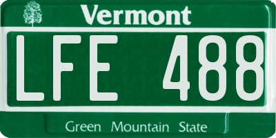 VT license plate LFE488