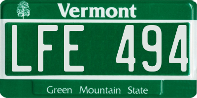 VT license plate LFE494