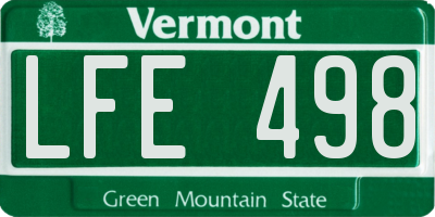 VT license plate LFE498