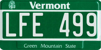 VT license plate LFE499