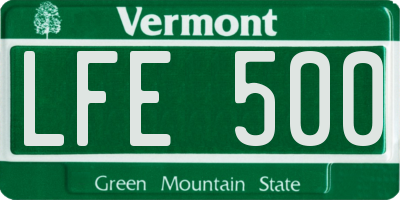 VT license plate LFE500