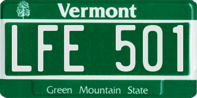 VT license plate LFE501
