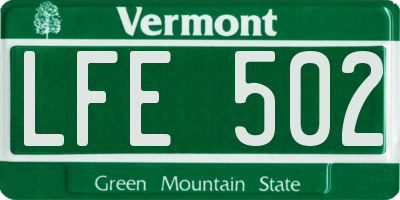 VT license plate LFE502