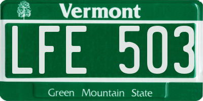 VT license plate LFE503