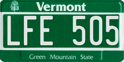 VT license plate LFE505