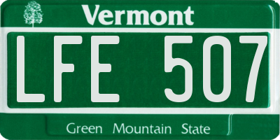 VT license plate LFE507