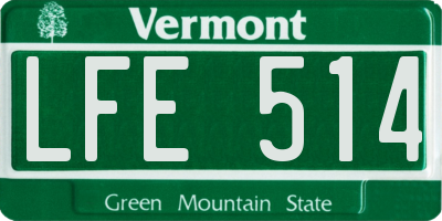 VT license plate LFE514