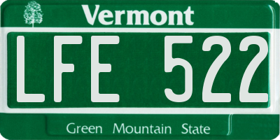 VT license plate LFE522