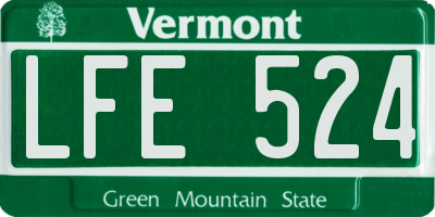 VT license plate LFE524