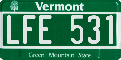 VT license plate LFE531