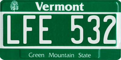 VT license plate LFE532