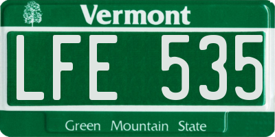 VT license plate LFE535