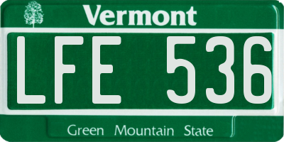 VT license plate LFE536